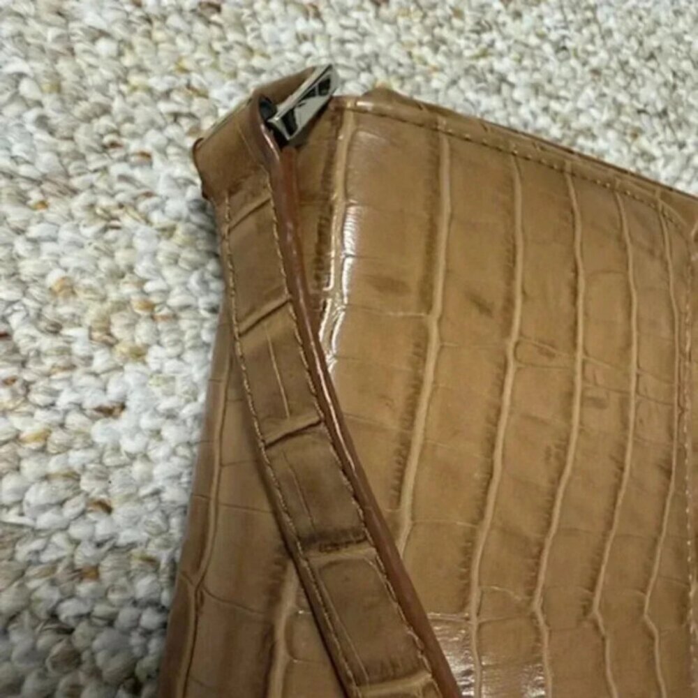 Jones New York Medium Tan Faux Alligator Shoulder Bag HandBag Pocketbook Credit - Picture 10 of 11